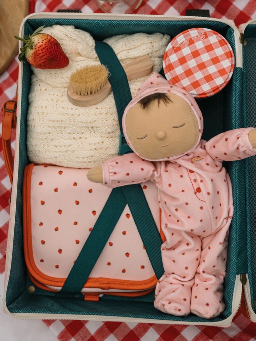 Ollie Ella DOZY DINKUMS pip strawberry pink baby doll stuffed toy - Picture 2 of 5